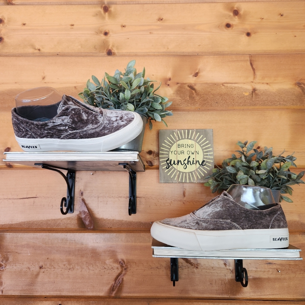 SeaVees Sunset Strip Crush Sneakers Gray Crushed Velvet Shoes‎ Slip On Size 6.5
